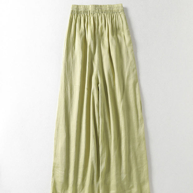Buddha Stones Casual Drawstring Cotton Linen Ankle-Length Women's Wide Leg Pants With Pockets - image 15