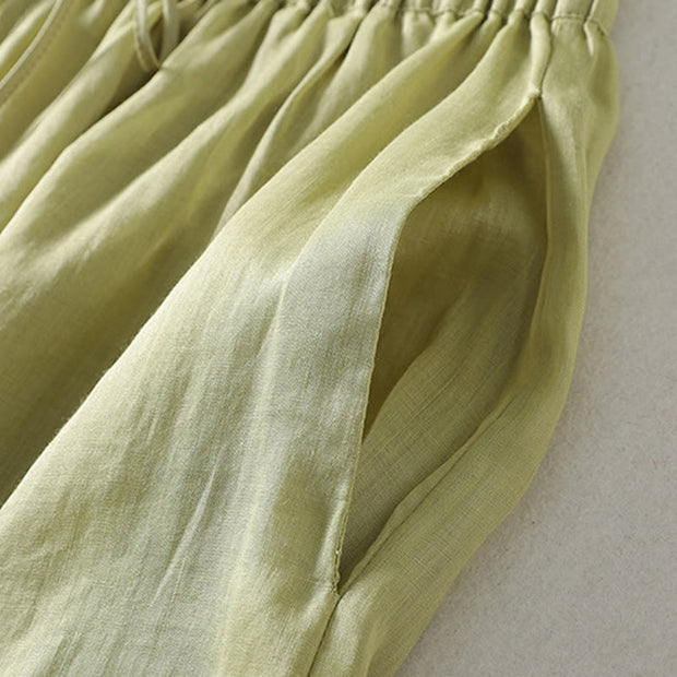 Buddha Stones Casual Drawstring Cotton Linen Ankle-Length Women's Wide Leg Pants With Pockets - image 20