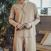 Buddha Stones 2Pcs Cotton Shirt Ankle-Length Pants With Pockets Men's Meditation Cloth Set - image 32