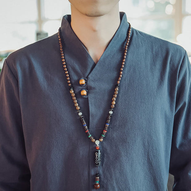 Buddha Stones 2Pcs Cotton Shirt Ankle-Length Pants With Pockets Men's Meditation Cloth Set - image 44