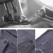 Buddha Stones 2Pcs Chinese Characters Crane Cotton Shirt Pants With Pockets Men's Meditation Cloth Set - image 28