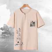 Buddha Stones 2Pcs Chinese Characters Crane Cotton Shirt Pants With Pockets Men's Meditation Cloth Set - image 3