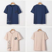 Buddha Stones 2Pcs Chinese Characters Crane Cotton Shirt Pants With Pockets Men's Meditation Cloth Set - image 4
