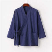 Buddha Stones 2Pcs Lace-up Cotton Kimono Pants With Pockets Men's Meditation Cloth Set - image 13