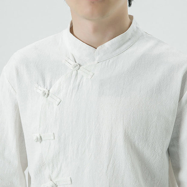 Buddha Stones Vintage Chinese Frog-Button Cotton Long Sleeve Men's Shirt - image 8