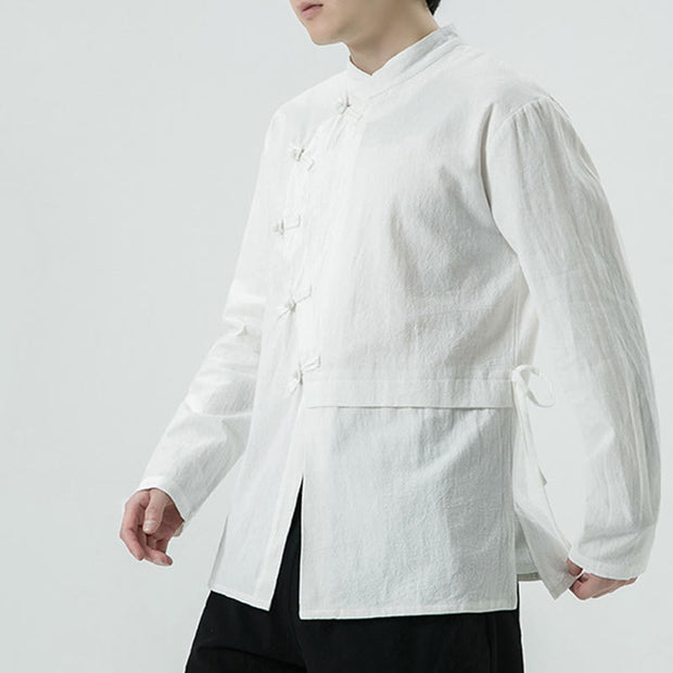 Buddha Stones Vintage Chinese Frog-Button Cotton Long Sleeve Men's Shirt - image 4