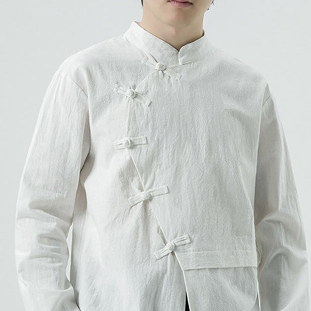 Buddha Stones Vintage Chinese Frog-Button Cotton Long Sleeve Men's Shirt - image 9