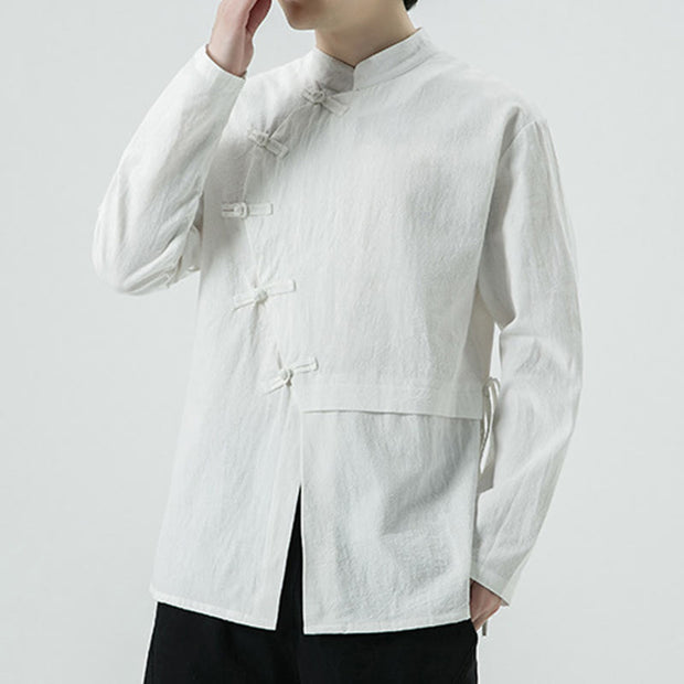 Buddha Stones Vintage Chinese Frog-Button Cotton Long Sleeve Men's Shirt - image 5