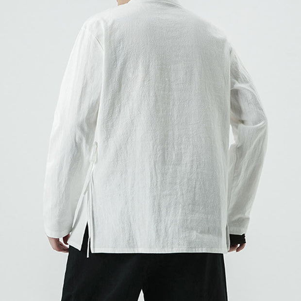 Buddha Stones Vintage Chinese Frog-Button Cotton Long Sleeve Men's Shirt - image 3