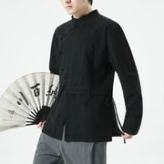 Buddha Stones Vintage Chinese Frog-Button Cotton Long Sleeve Men's Shirt - image 15
