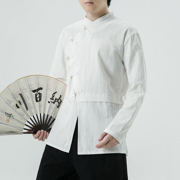 Buddha Stones Vintage Chinese Frog-Button Cotton Long Sleeve Men's Shirt - image 6
