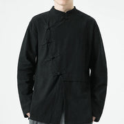Buddha Stones Vintage Chinese Frog-Button Cotton Long Sleeve Men's Shirt - image 18