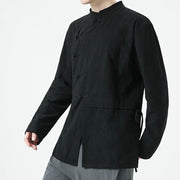 Buddha Stones Vintage Chinese Frog-Button Cotton Long Sleeve Men's Shirt - image 16