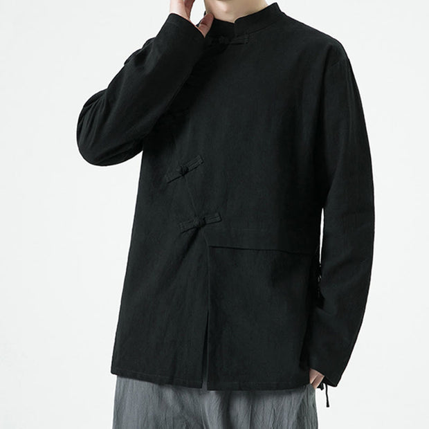 Buddha Stones Vintage Chinese Frog-Button Cotton Long Sleeve Men's Shirt - image 13