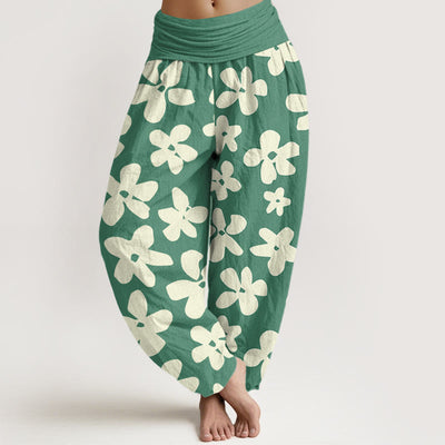 Buddha Stones Casual Bohemian Style Floral Women's Elastic Waist Harem Pants - MediumSeaGreen - US22，UK/AU26，EU54 (6XL) - image 1
