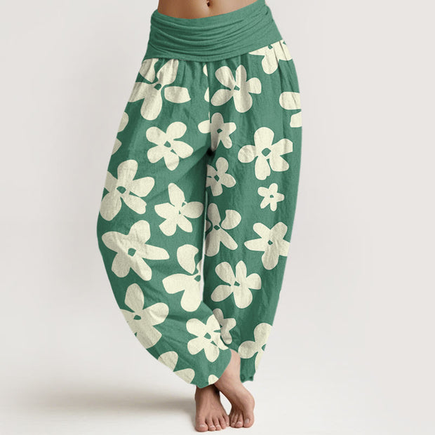 Buddha Stones Casual Bohemian Style Floral Women's Elastic Waist Harem Pants - MediumSeaGreen - US22，UK/AU26，EU54 (6XL) - image 1