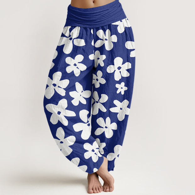 Buddha Stones Casual Bohemian Style Floral Women's Elastic Waist Harem Pants - DarkBlue - US22，UK/AU26，EU54 (6XL) - image 5