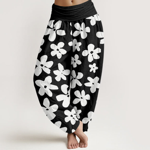 Buddha Stones Casual Bohemian Style Floral Women's Elastic Waist Harem Pants - Black - US22，UK/AU26，EU54 (6XL) - image 8