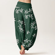 Buddha Stones Casual Maple Leaf Pattern Women's Elastic Waist Harem Pants - image 3