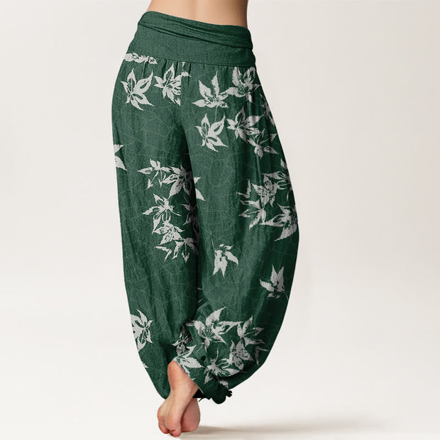 Buddha Stones Casual Maple Leaf Pattern Women's Elastic Waist Harem Pants - image 3