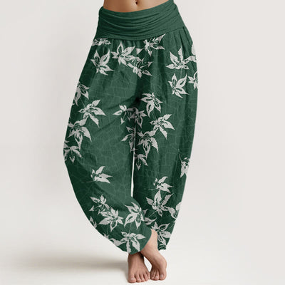 Buddha Stones Casual Maple Leaf Pattern Women's Elastic Waist Harem Pants - DarkGreen - US22，UK/AU26，EU54 (6XL) - image 1
