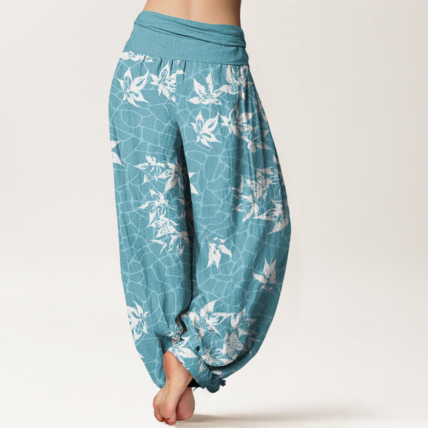 Buddha Stones Casual Maple Leaf Pattern Women's Elastic Waist Harem Pants - image 7