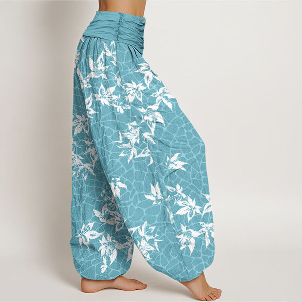 Buddha Stones Casual Maple Leaf Pattern Women's Elastic Waist Harem Pants - image 7
