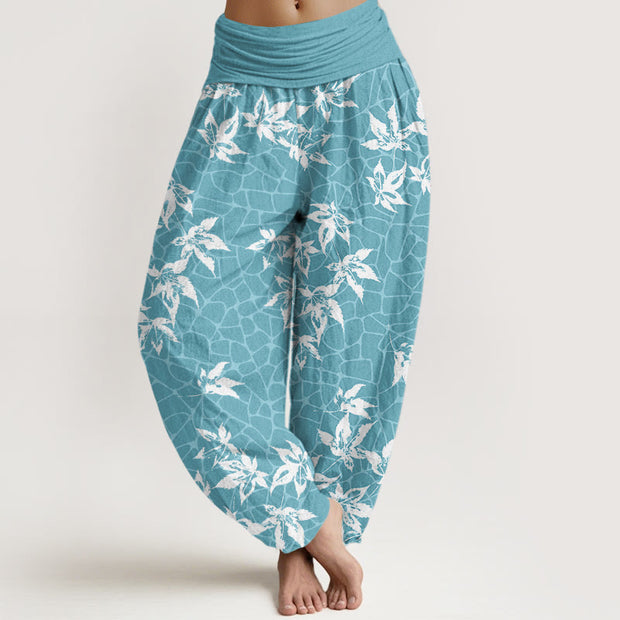 Buddha Stones Casual Maple Leaf Pattern Women's Elastic Waist Harem Pants - MediumTurquoise - US22，UK/AU26，EU54 (6XL) - image 6