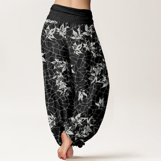 Buddha Stones Casual Maple Leaf Pattern Women's Elastic Waist Harem Pants - image 11