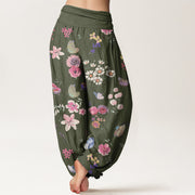 Buddha Stones Casual Colorful Flowers Butterfly Pattern Women's Elastic Waist Harem Pants - image 8