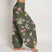 Buddha Stones Casual Colorful Flowers Butterfly Pattern Women's Elastic Waist Harem Pants - image 7