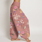 Buddha Stones Casual Colorful Flowers Butterfly Pattern Women's Elastic Waist Harem Pants - image 10