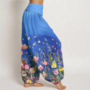 Buddha Stones Casual Watercolor Style Floral Pattern Women's Elastic Waist Harem Pants - image 10