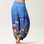 Buddha Stones Casual Watercolor Style Floral Pattern Women's Elastic Waist Harem Pants - image 11