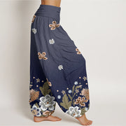 Buddha Stones Casual Blooming Flowers Pattern Women's Elastic Waist Harem Pants - image 2