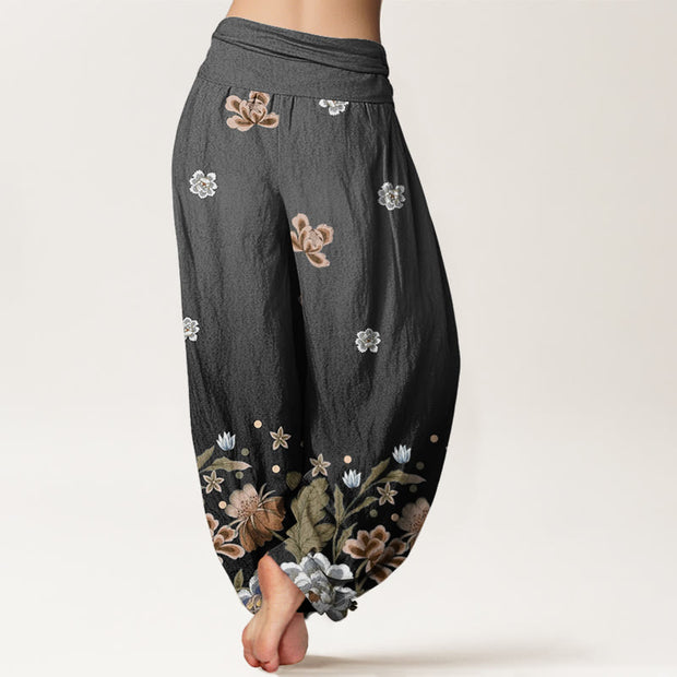 Buddha Stones Casual Blooming Flowers Pattern Women's Elastic Waist Harem Pants - image 11