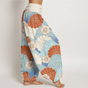 Buddha Stones Casual Abstract Petal And Wave Pattern Women's Elastic Waist Harem Pants - image 2