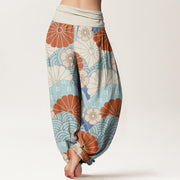 Buddha Stones Casual Abstract Petal And Wave Pattern Women's Elastic Waist Harem Pants - image 3
