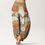 Buddha Stones Casual Abstract Petal And Wave Pattern Women's Elastic Waist Harem Pants - image 7
