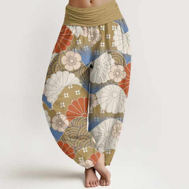 Buddha Stones Casual Abstract Petal And Wave Pattern Women's Elastic Waist Harem Pants - Tan - US22，UK/AU26，EU54 (6XL) - image 5