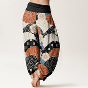 Buddha Stones Casual Abstract Petal And Wave Pattern Women's Elastic Waist Harem Pants - image 10