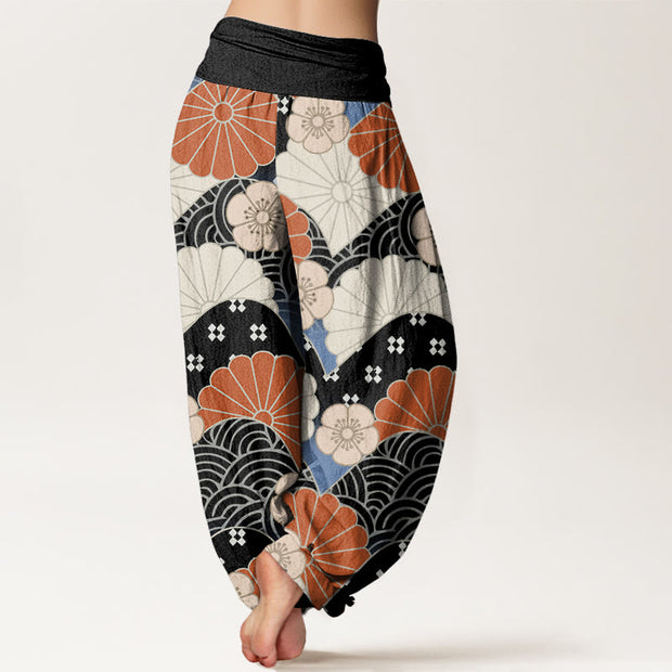 Buddha Stones Casual Abstract Petal And Wave Pattern Women's Elastic Waist Harem Pants - image 10