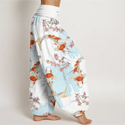 Buddha Stones Casual Koi Fish Cherry Blossom Pattern Women's Elastic Waist Harem Pants - image 2