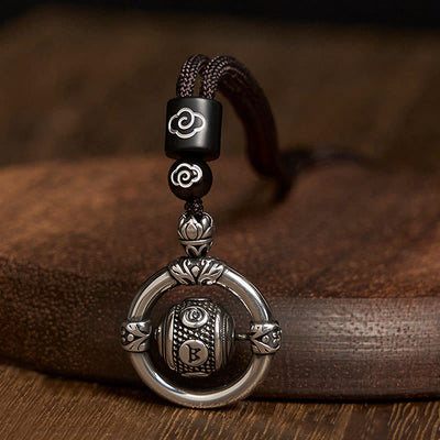 FREE Today: Wealth Wisdom Om Mani Padme Hum Copper Plated Silver Rotating Necklace Pendant