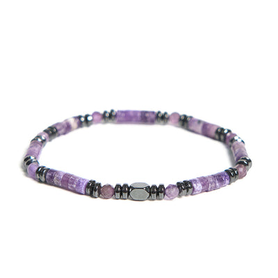 Buddha Stones Amethyst Hematite Spiritual Awareness Bracelet - Amethyst Hematite(Wrist Circumference 15-17cm) - image 1