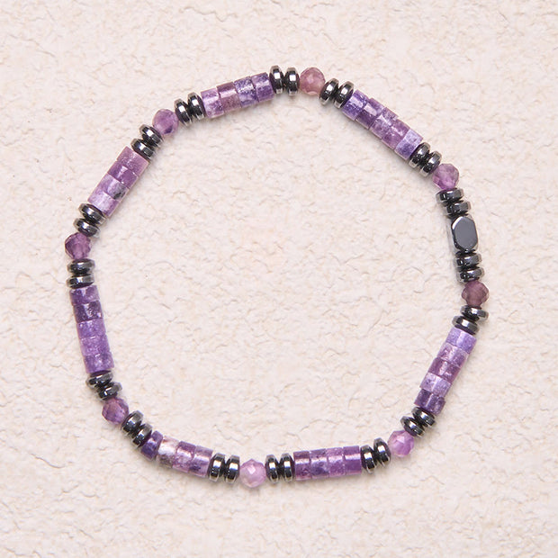 Buddha Stones Amethyst Hematite Spiritual Awareness Bracelet - image 2