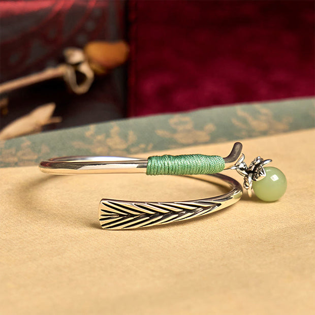 FREE Today: Luck and Healing Copper Alloy Green Bead Charm Cuff Bracelet Bangle - image 3