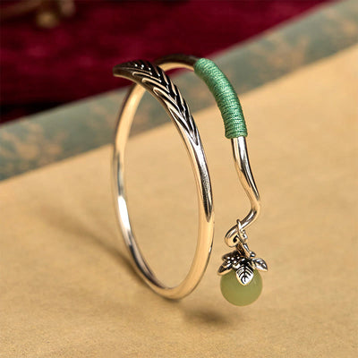 FREE Today: Luck and Healing Copper Alloy Green Bead Charm Cuff Bracelet Bangle - 58-62mm(Adjustable) - image 1