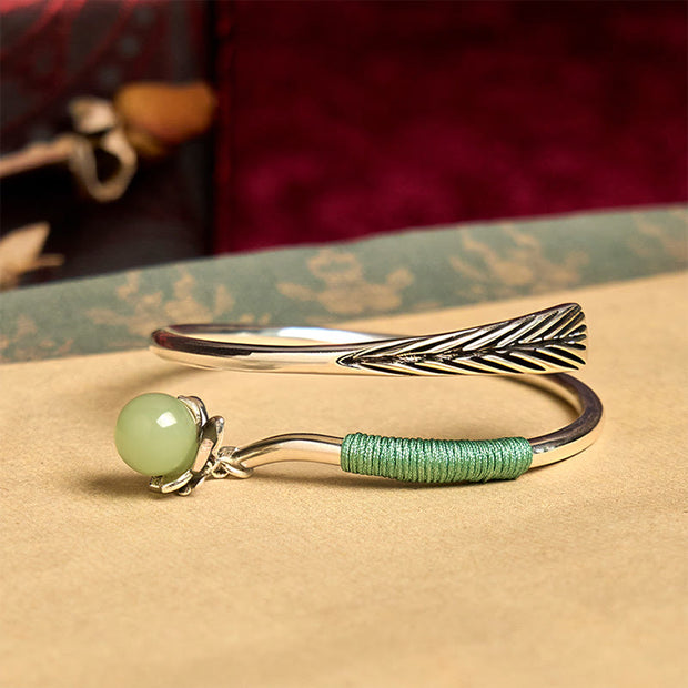 FREE Today: Luck and Healing Copper Alloy Green Bead Charm Cuff Bracelet Bangle - image 4