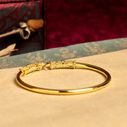 FREE Today: Luck and Healing Golden Flower Pattern Red Zircon Amber Copper Cuff Bracelet Bangle